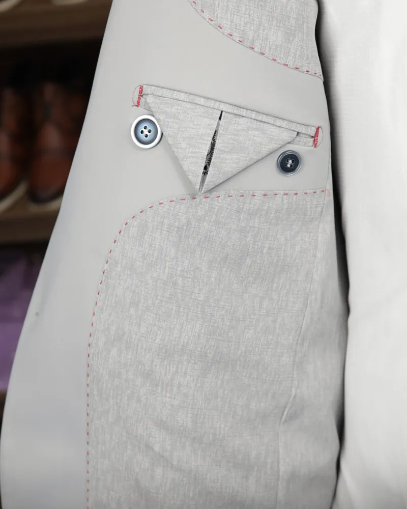 Blazer Slim Cinza Média elastano – detalhe