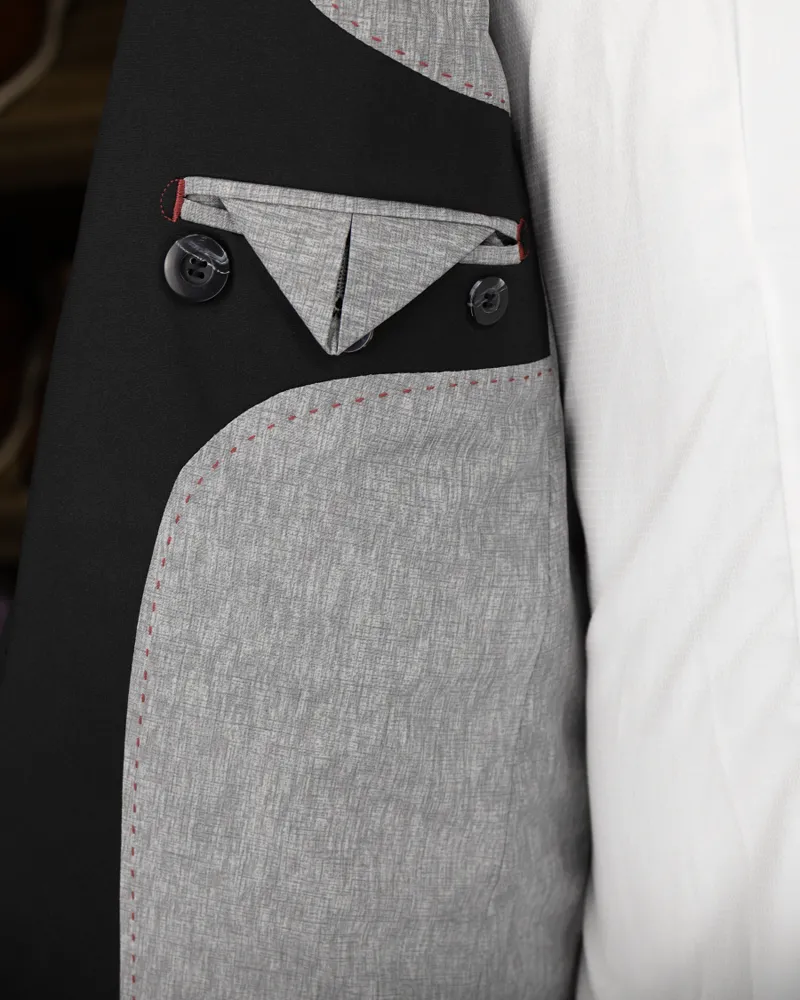 Blazer Slim Preto elastano – detalhe
