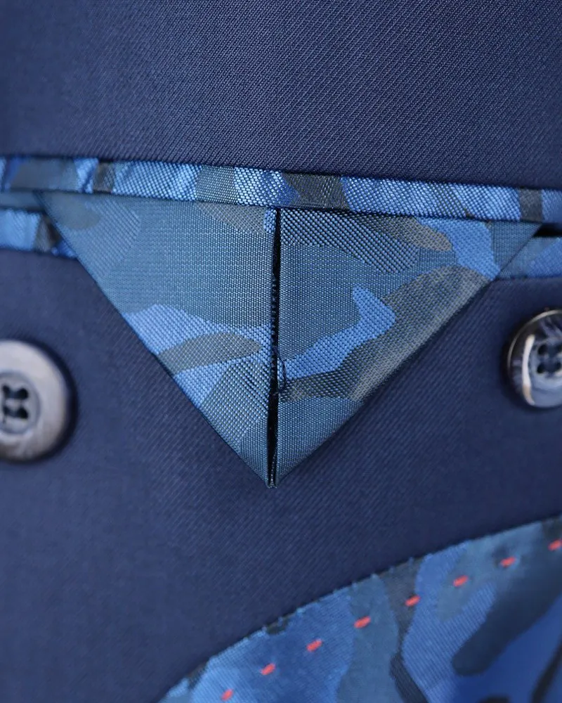 Terno Slim Azul Astral poliviscose – detalhe