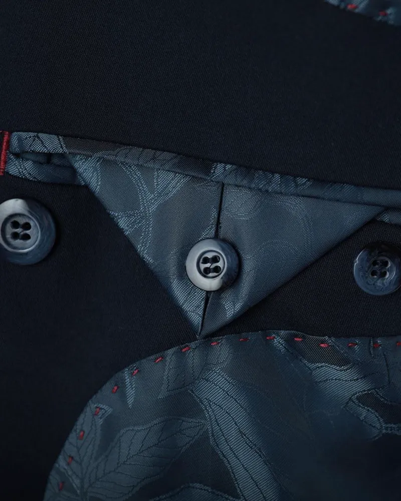 Terno Slim Azul Marinho Fosco poliviscose premium – detalhe