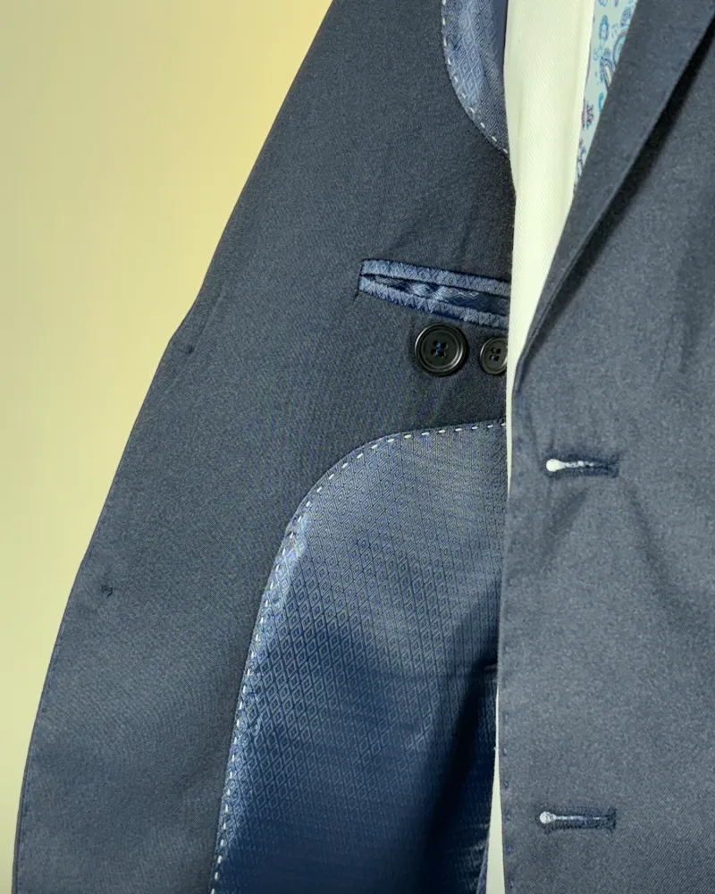 Terno Slim Azul Marinho microfibra – detalhe