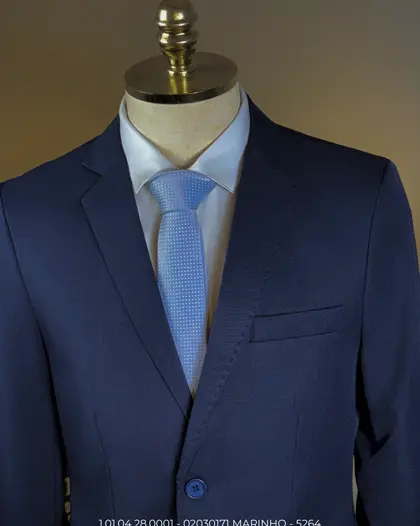 Terno Slim Azul Marinho Xadrez microfibra – Terno do Rei