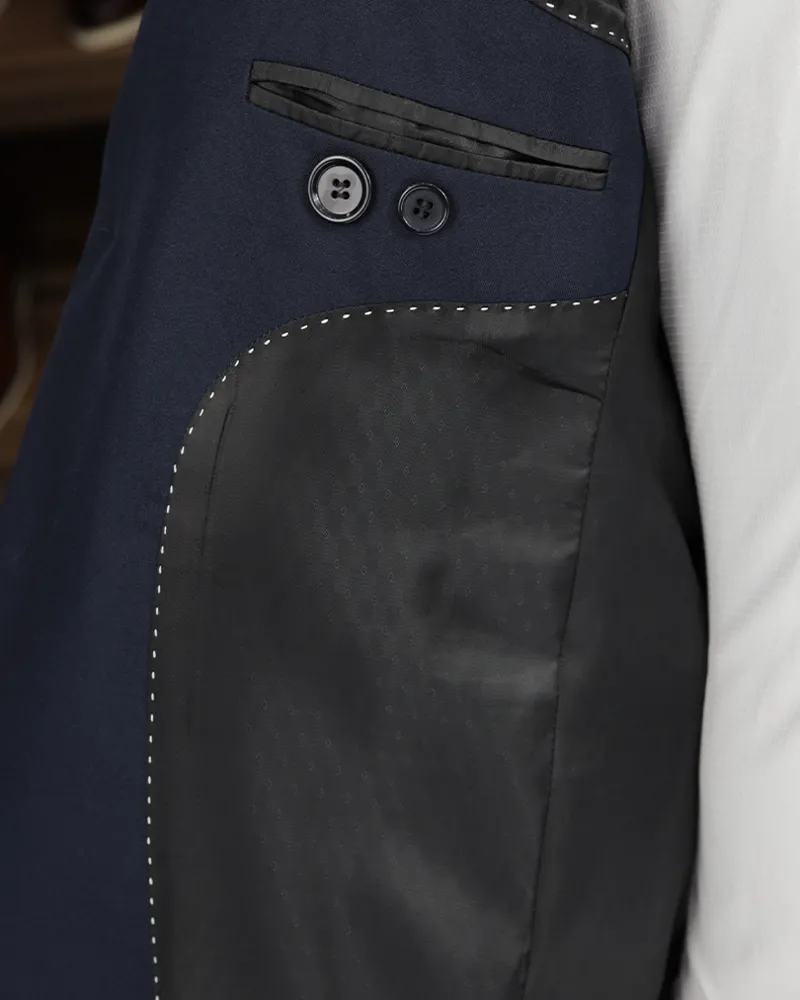 Terno Slim Azul Navy oxford – detalhe
