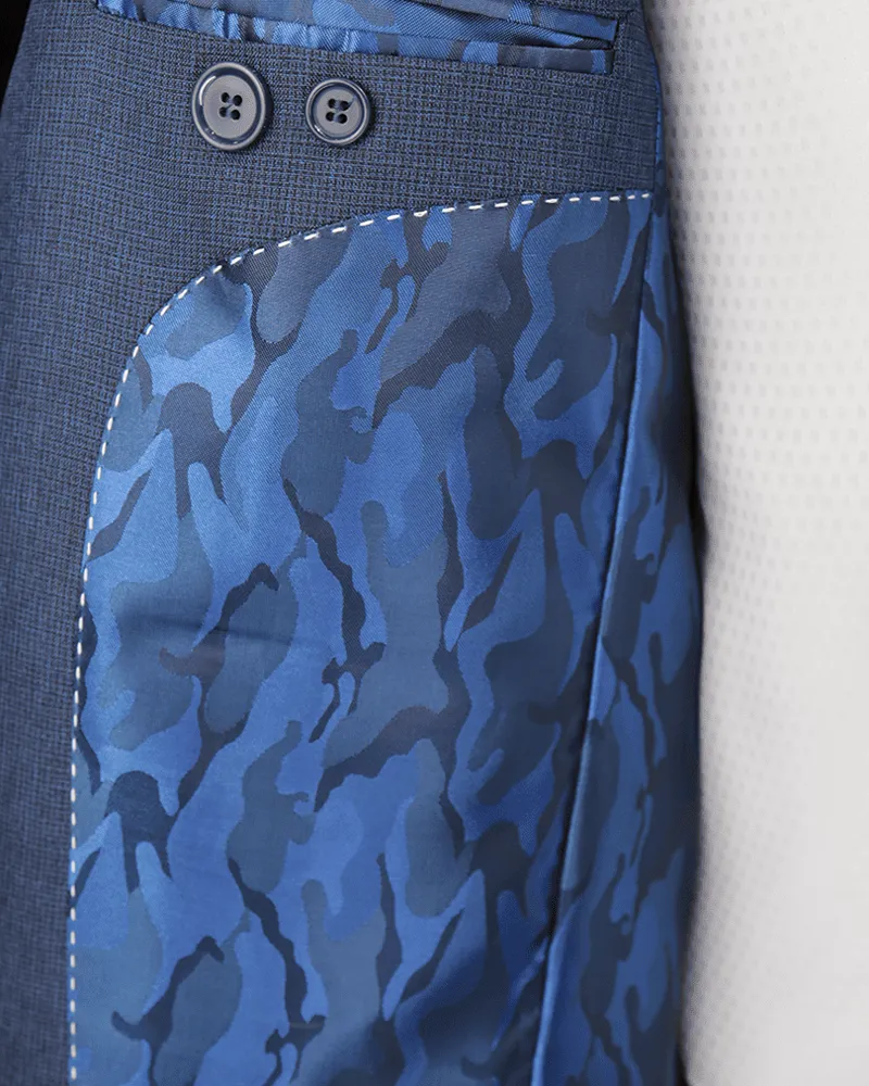 Terno Slim Azul Noite fio indiano – detalhe