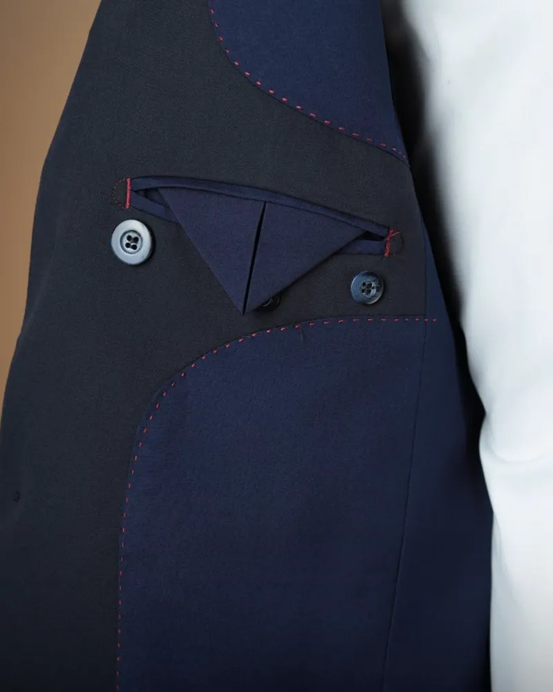 Terno Slim Azul Noite Fosco poliviscose premium – detalhe