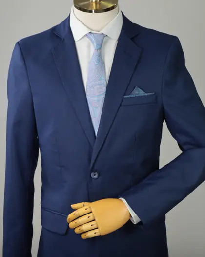 Terno Slim Azul Semi Encerado poliviscose premium – Terno do Rei