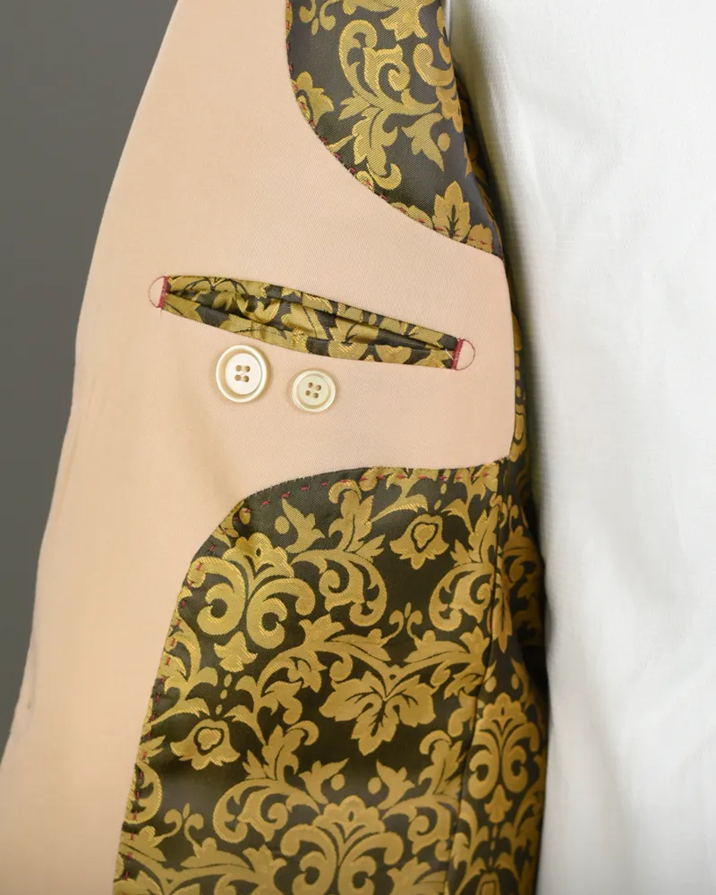 Terno Slim Bege Fosco poliviscose premium – detalhe