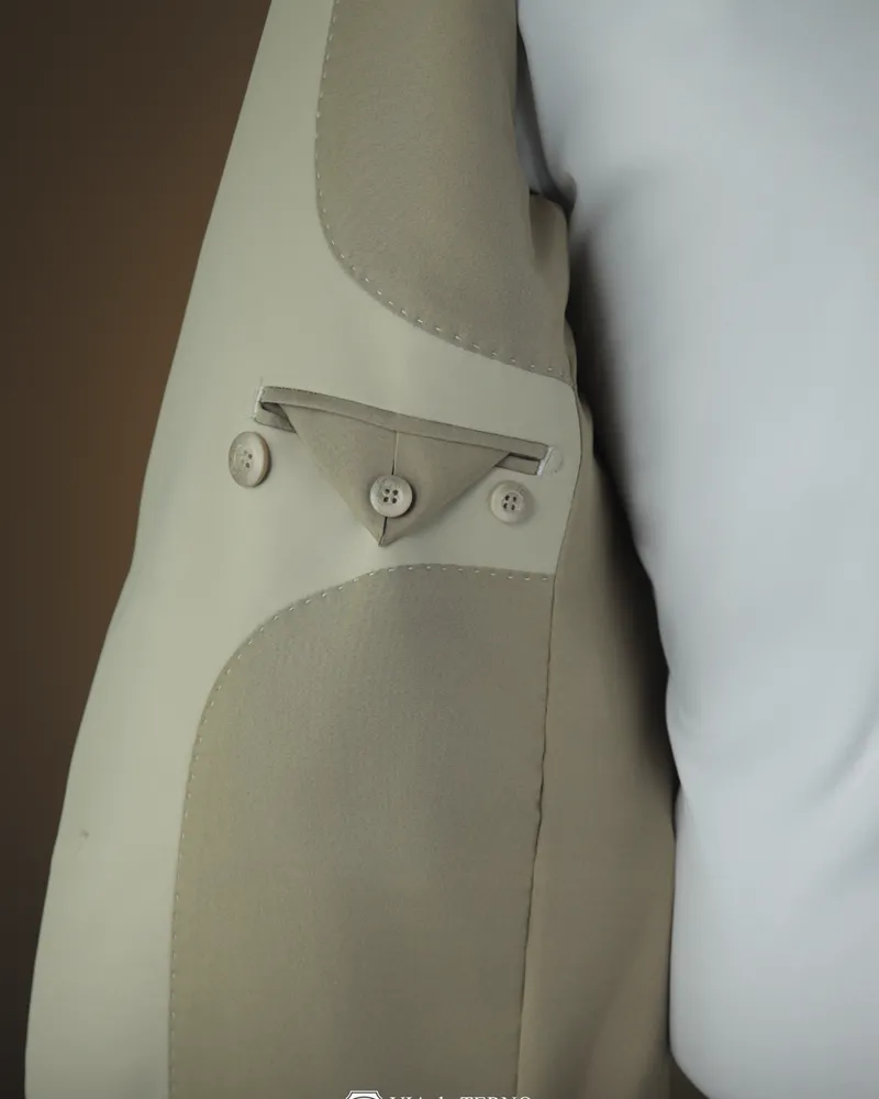 Terno Slim Bege Homus elastano – detalhe