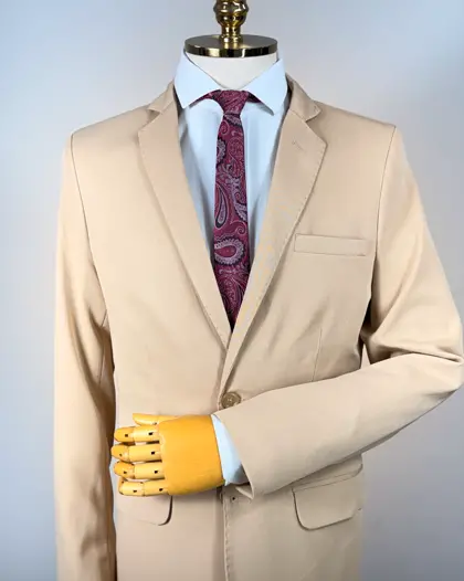 Terno Slim Bege poliviscose stretch premium – Terno do Rei