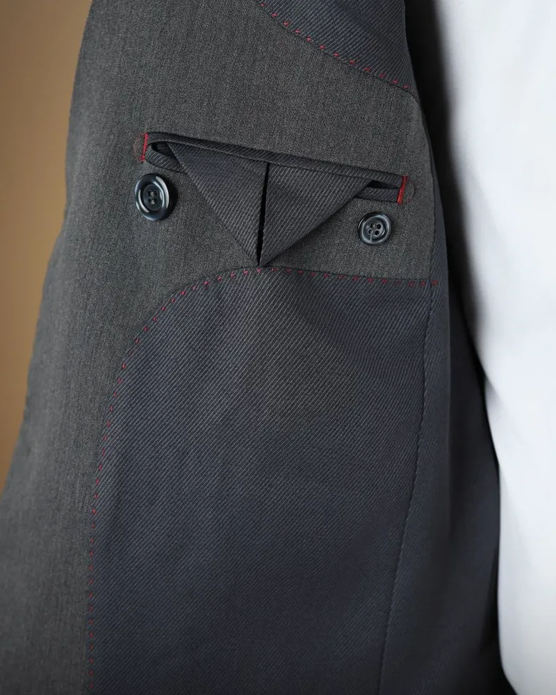 Terno Slim Black Mescla poliviscose stretch premium – detalhe