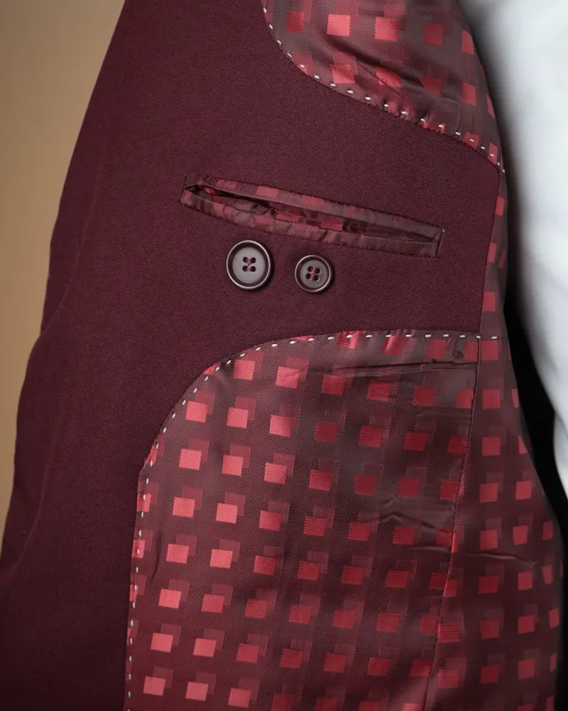 Terno Slim Bordô Liso microfibra premium – detalhe