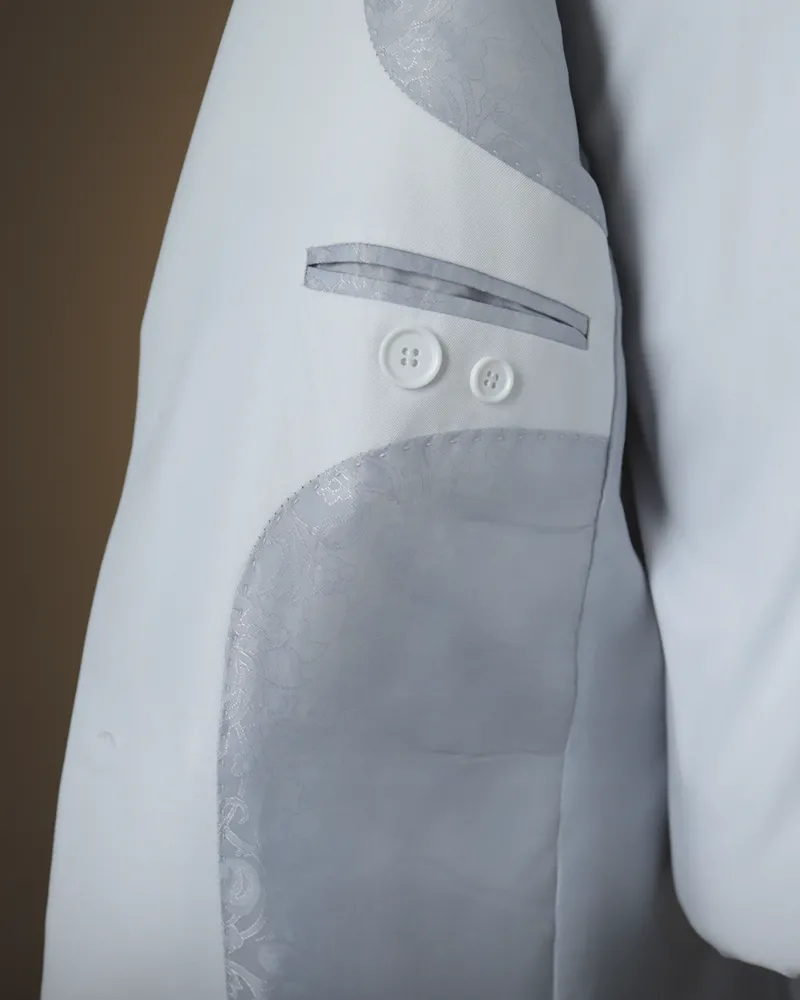 Terno Slim Branco Liso microfibra – detalhe