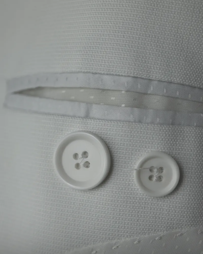 Terno Slim Branco Liso microfibra premium – detalhe