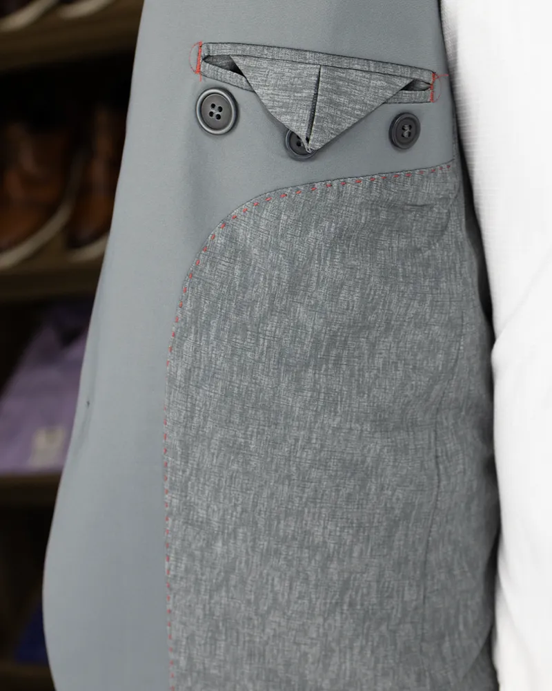 Terno Slim Chumbo Classic elastano – detalhe