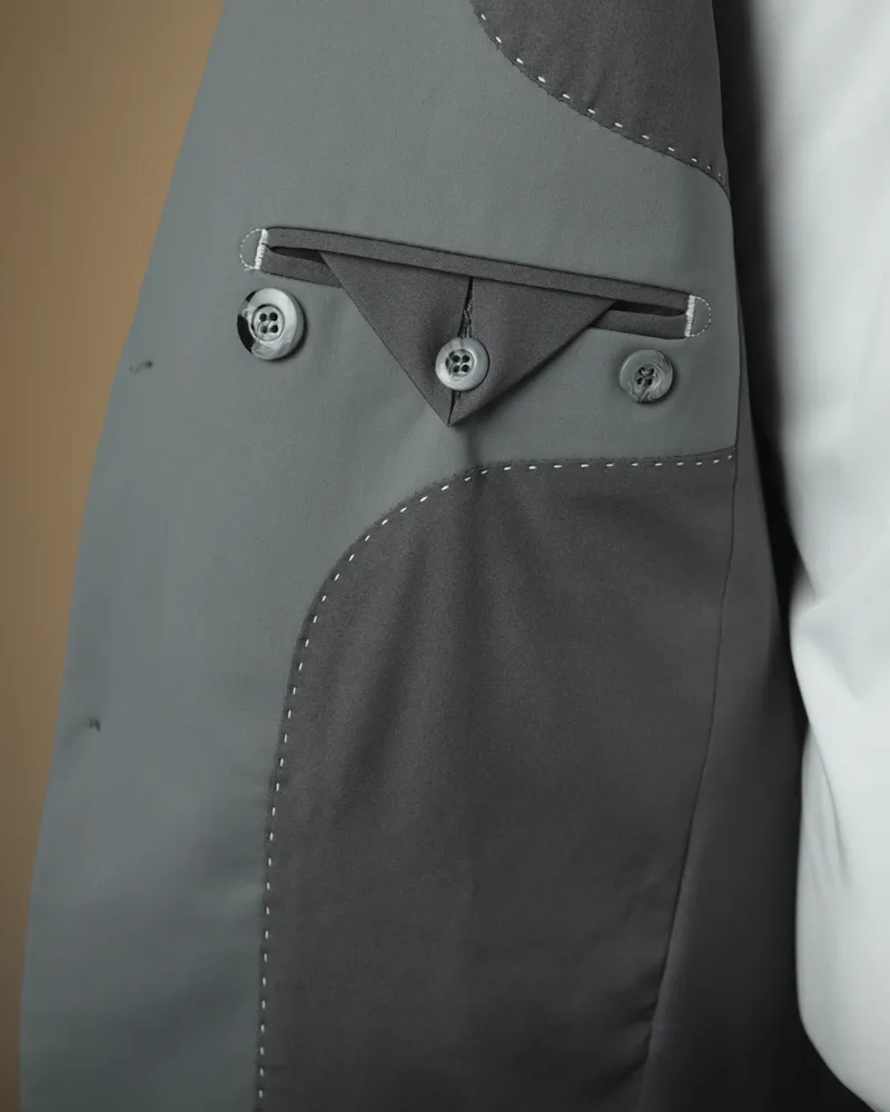 Terno Slim Chumbo elastano – detalhe