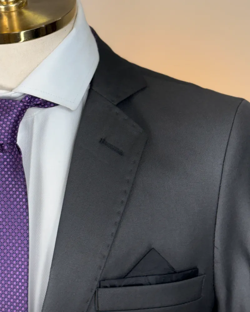 Terno Slim Chumbo Encerado poliviscose premium – detalhe