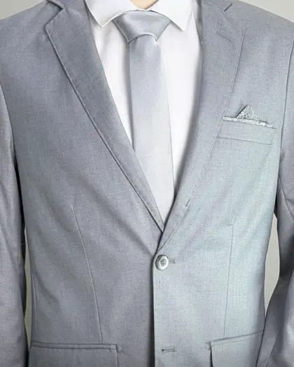 Terno Slim Cinza Detalhado poliviscose premium – Terno do Rei