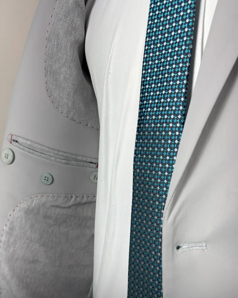 Terno Slim Cinza elastano – detalhe