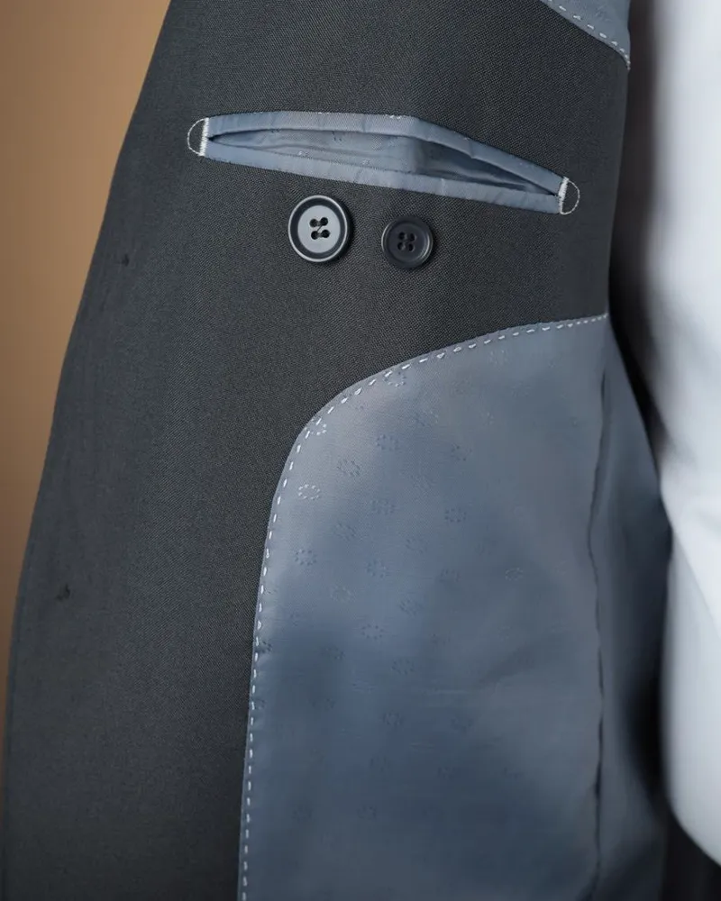 Terno Slim Cinza Liso oxford – detalhe
