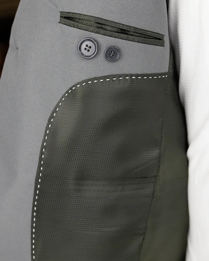 Terno Slim Cinza oxford – detalhe