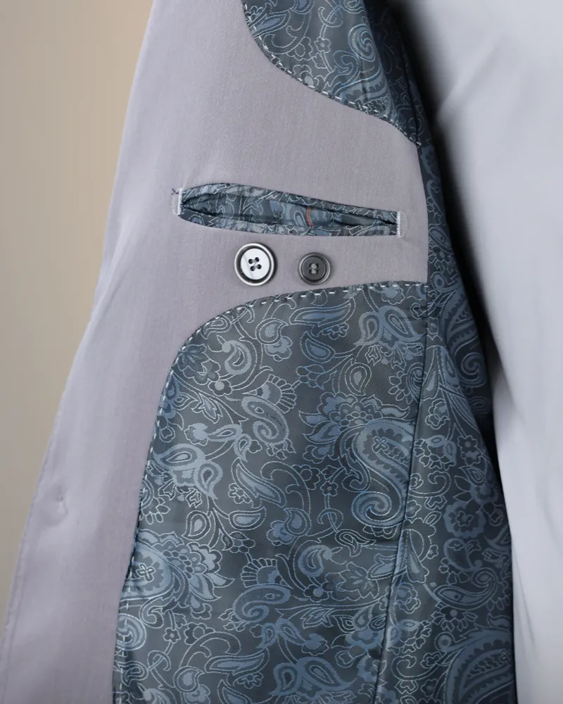 Terno Slim Cinza poliviscose premium – detalhe