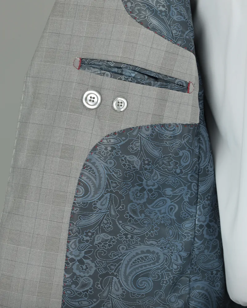 Terno Slim Cinza poliviscose stretch premium – detalhe