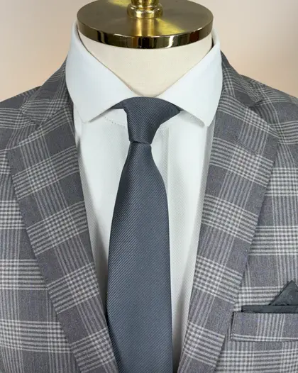 Terno Slim Cinza Xadrez poliviscose premium – Terno do Rei
