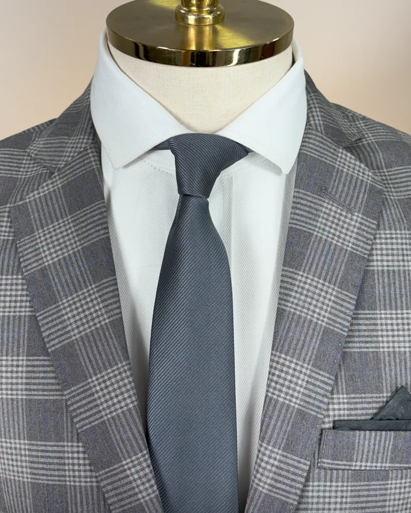 Terno Slim Cinza Xadrez poliviscose premium – Terno do Rei