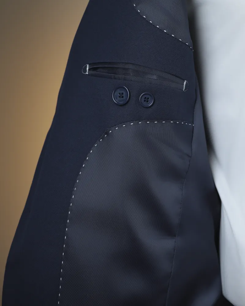 Terno Slim Dark Blue Liso microfibra premium – detalhe