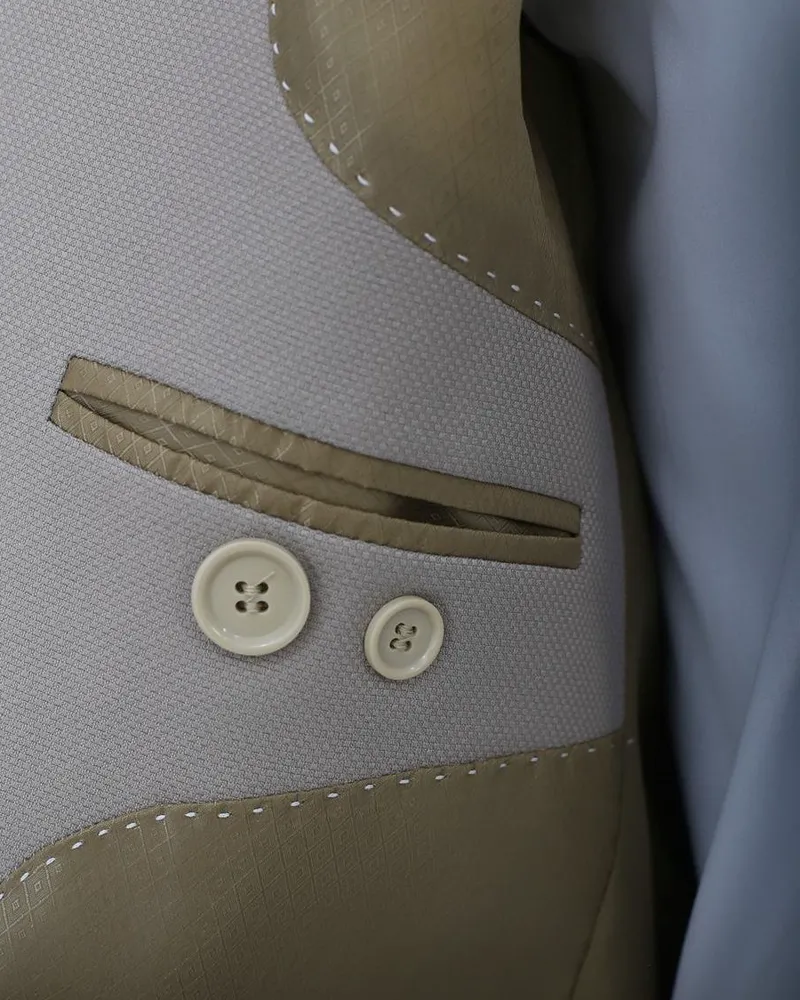 Terno Slim Kaki Detalhado microfibra premium – detalhe