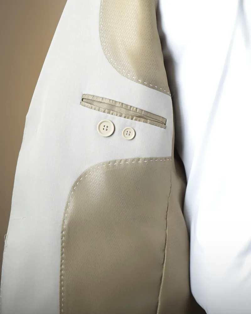 Terno Slim Kaki microfibra premium – detalhe