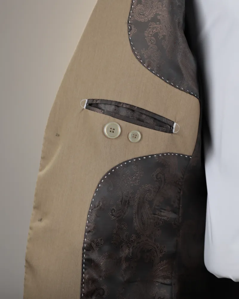 Terno Slim Marrom poliviscose premium – detalhe