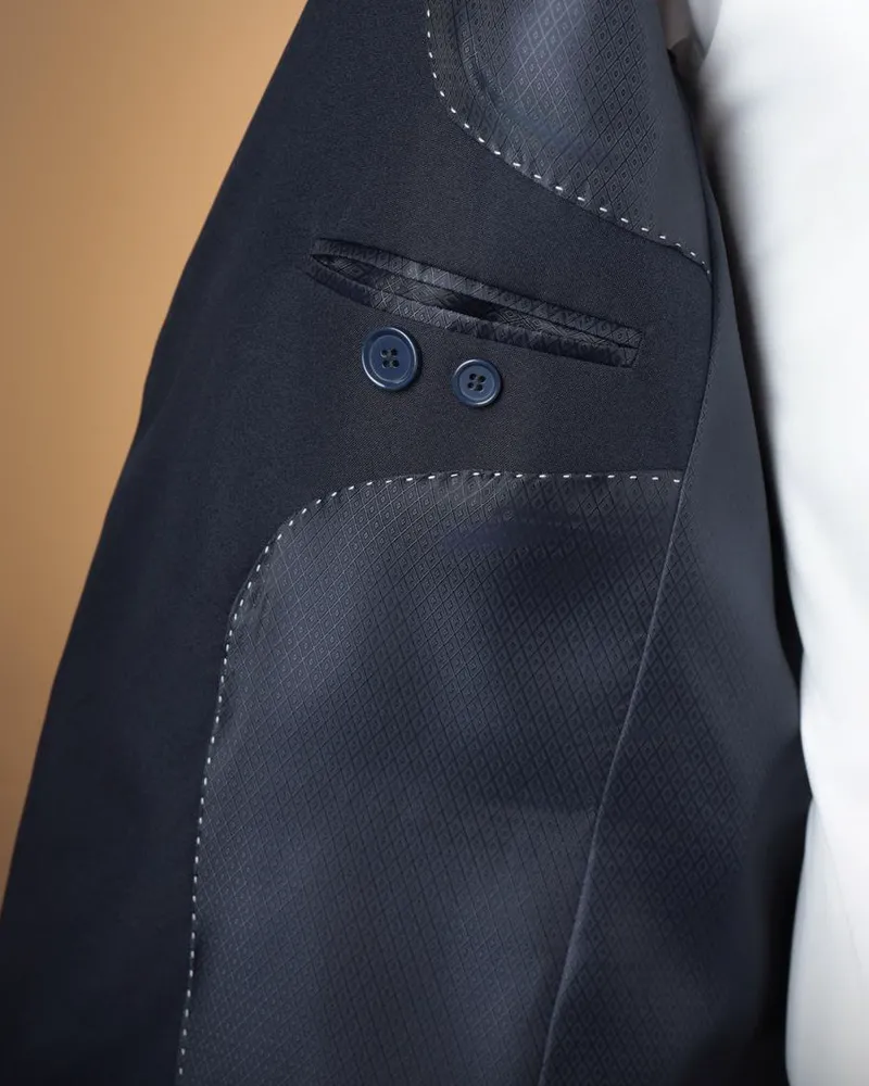 Terno Slim Navy Liso oxford – detalhe