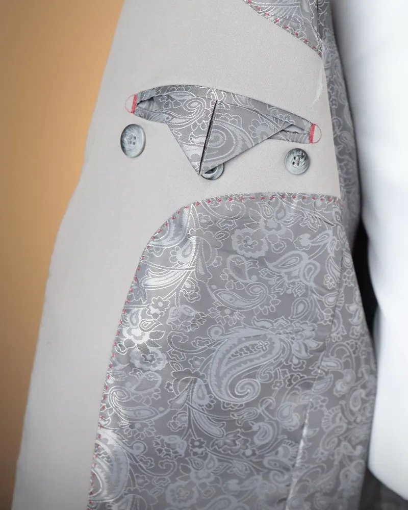 Terno Slim Prata Fosco poliviscose stretch premium – detalhe