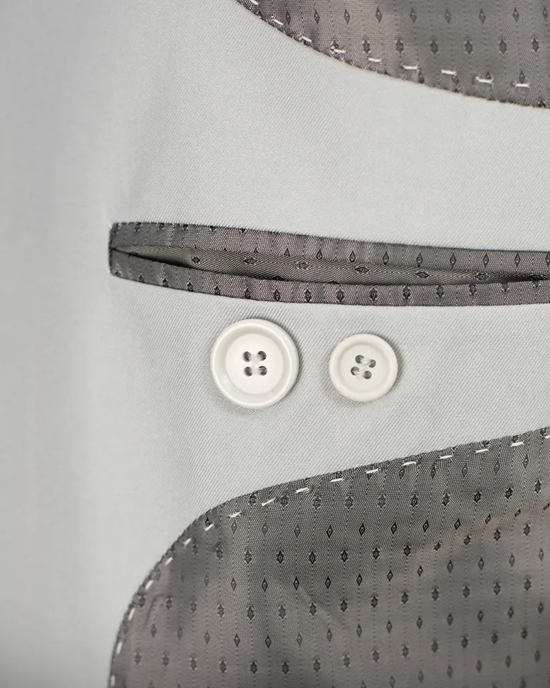 Terno Slim Prata microfibra premium – detalhe
