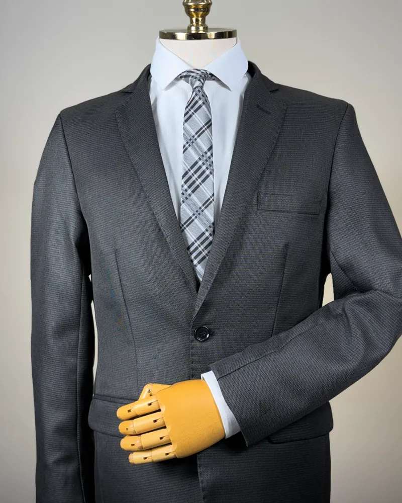 Terno Slim Preto Detalhado fio indiano – Terno do Rei