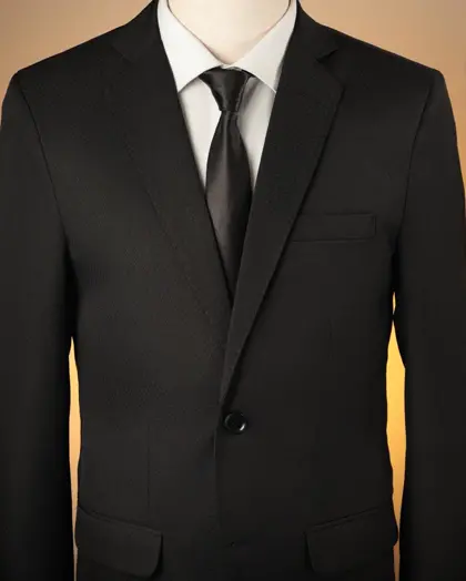 Terno Slim Preto Detalhado microfibra premium – Terno do Rei