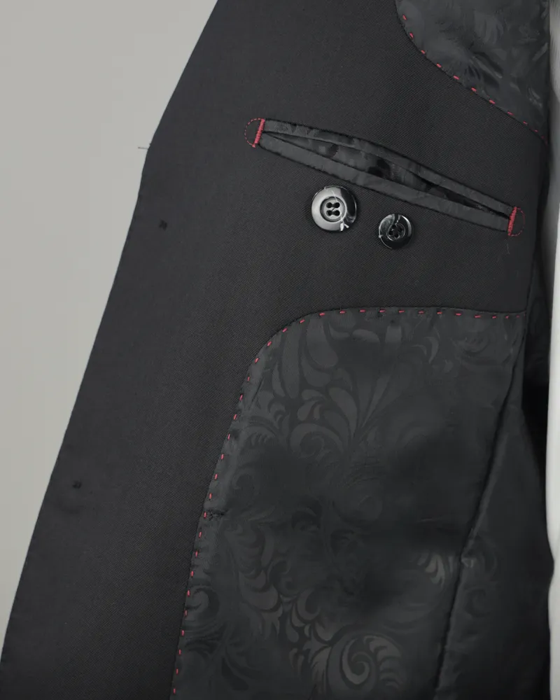Terno Slim Preto Fosco poliviscose premium – detalhe