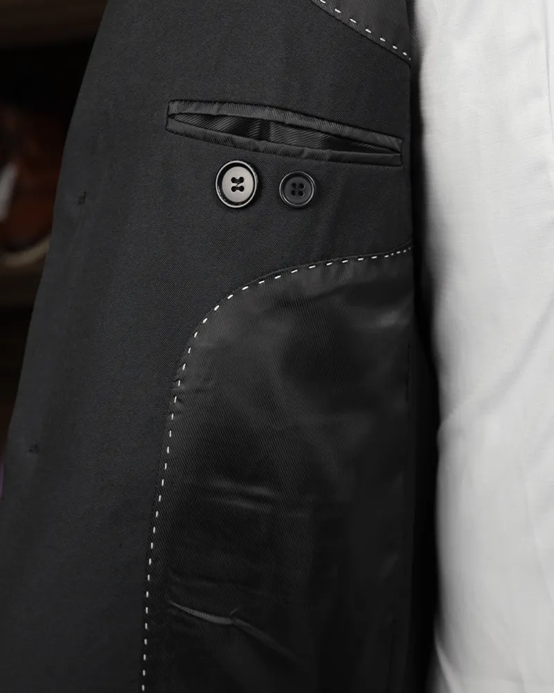 Terno Slim Preto Liso microfibra – detalhe