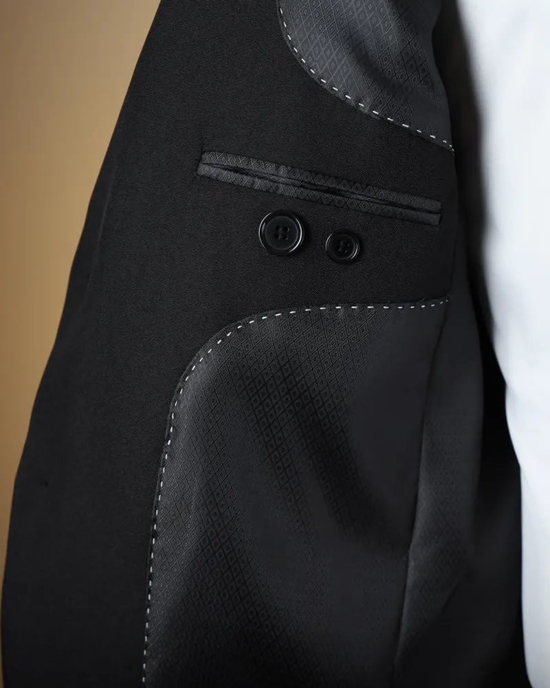 Terno Slim Preto Liso oxford – detalhe
