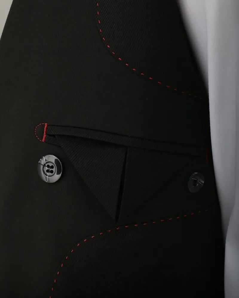 Terno Slim Preto Liso poliviscose stretch premium – detalhe