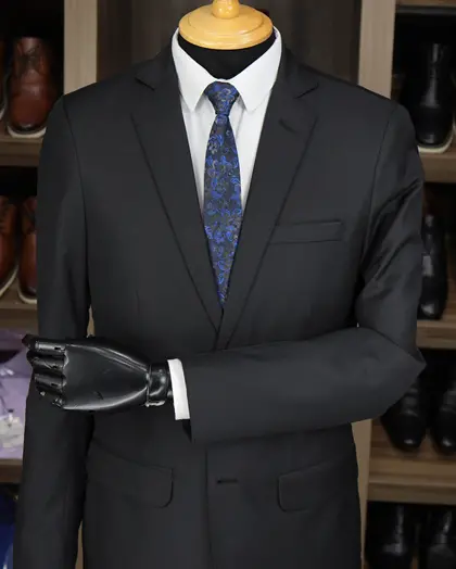 Terno Slim Preto Semi Encerado poliviscose – Terno do Rei