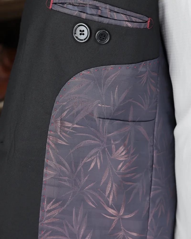 Terno Slim Preto Semi Encerado poliviscose – detalhe