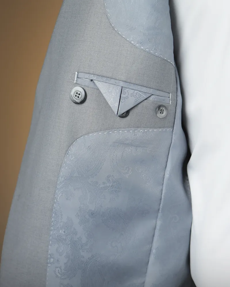 Terno Slim Steel Gray poliviscose – detalhe