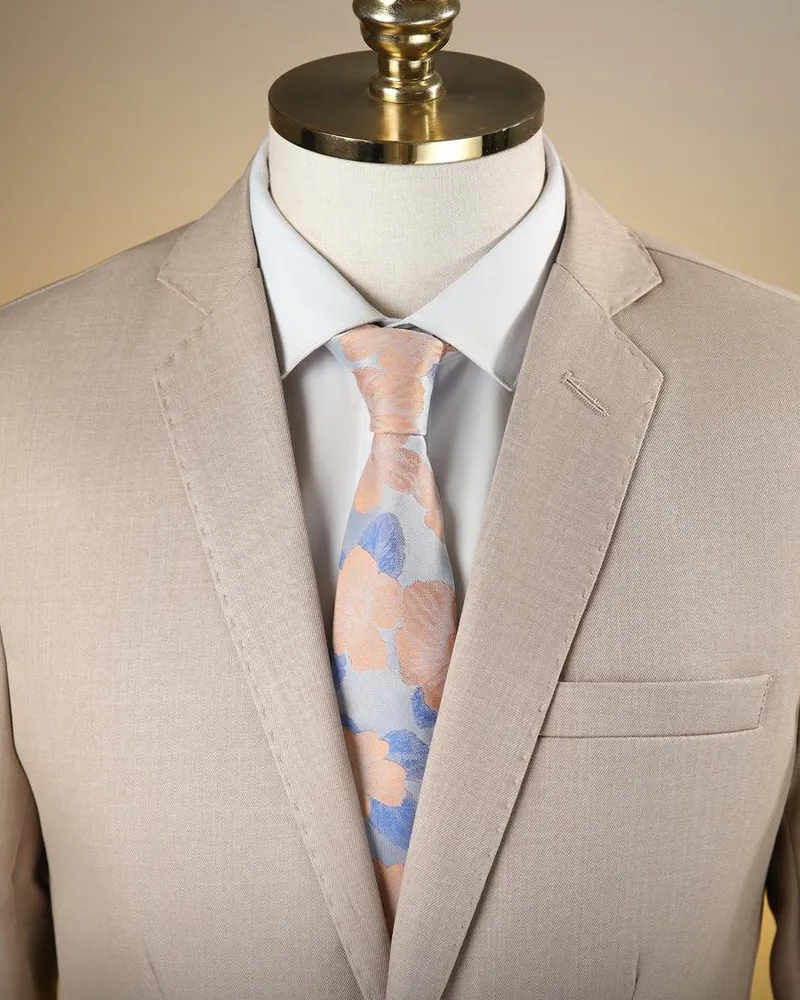 Terno Slim Taupe Melange microfibra premium – Terno do Rei