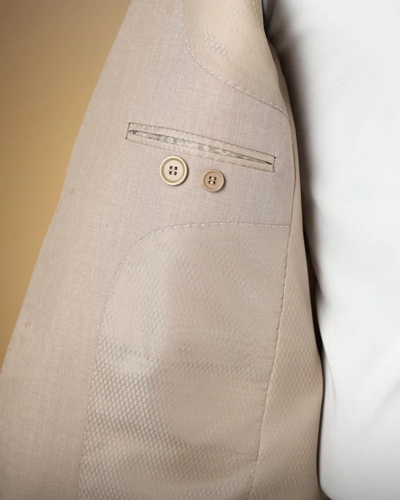 Terno Slim Taupe Melange microfibra premium – detalhe