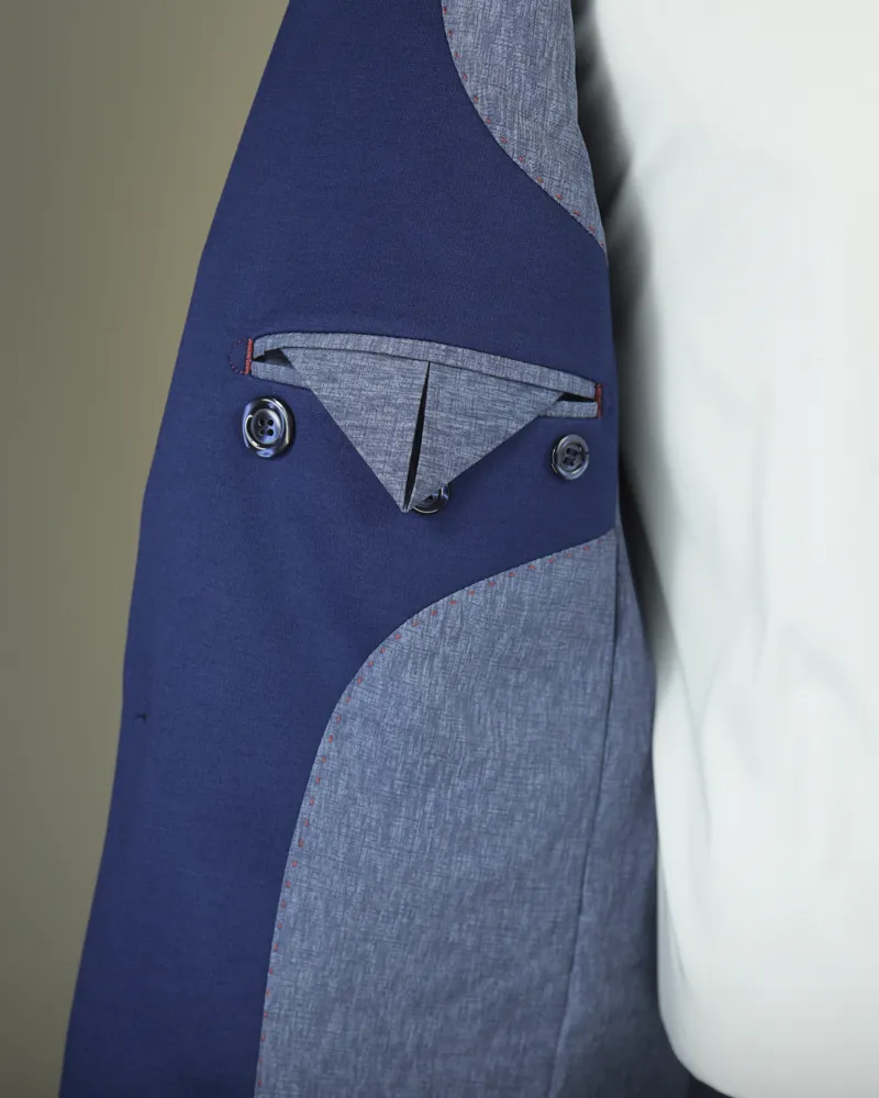 Terno Slim Tecnológico Azul Midnight tecido tecnológico – detalhe