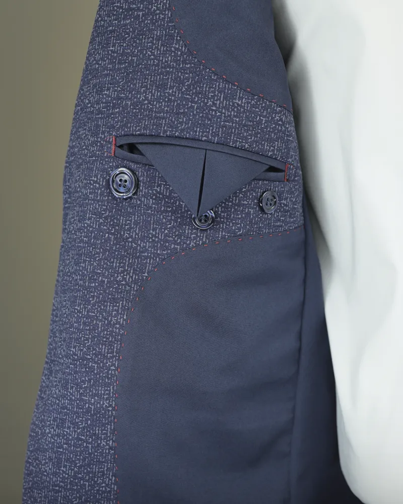 Terno Slim Tecnológico Henry Blue Space tecido tecnológico – detalhe