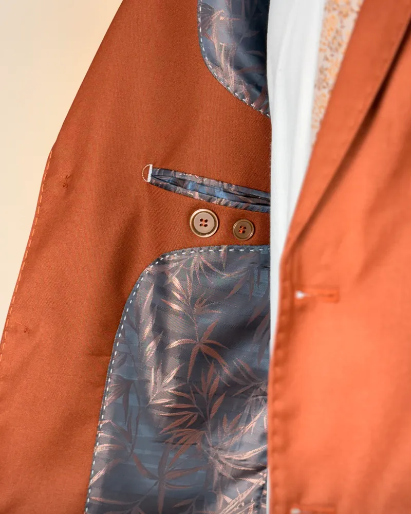 Terno Slim Terracota poliviscose premium – detalhe