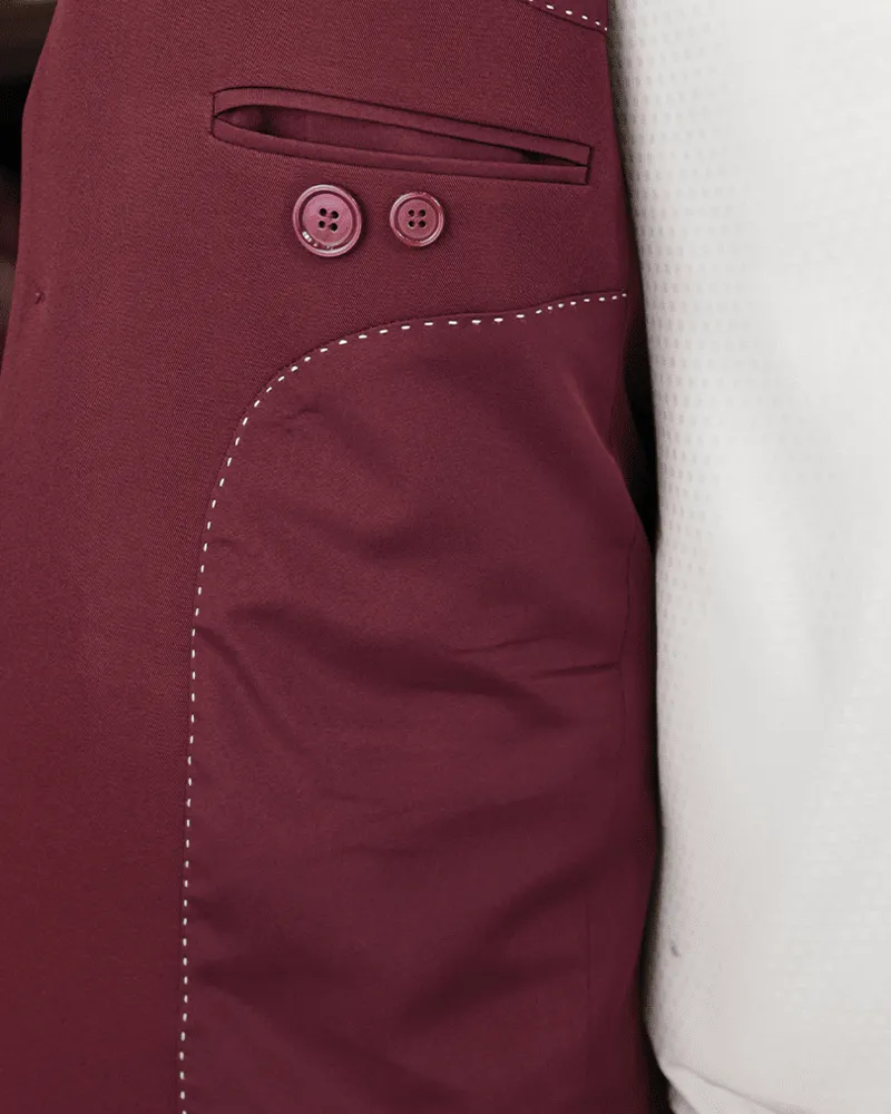 Terno Slim Vinho Suave microfibra – detalhe